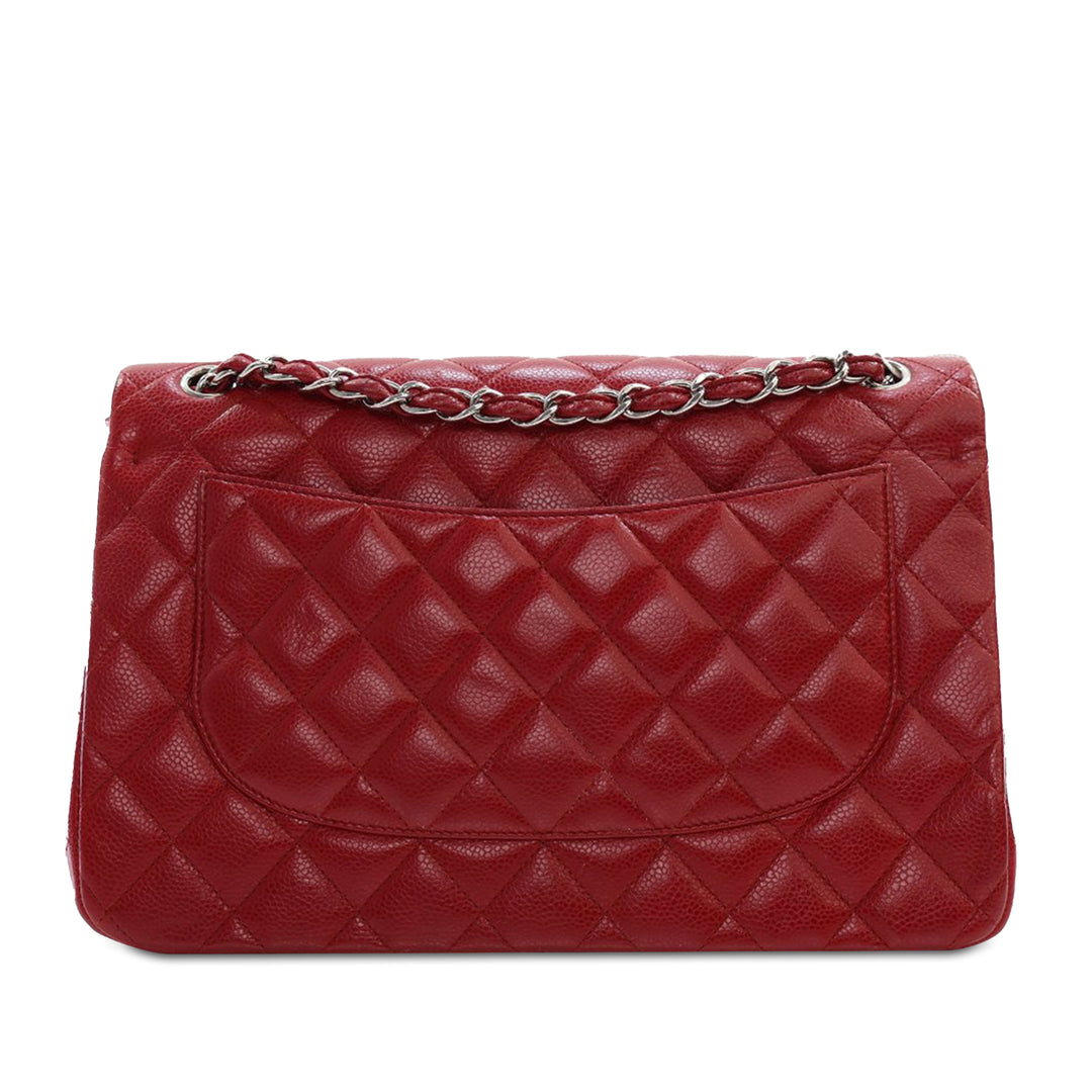 Jumbo Classic Caviar Double Flap Red - Gaby Paris