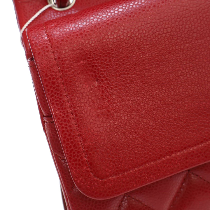 Jumbo Classic Caviar Double Flap Red - Gaby Paris