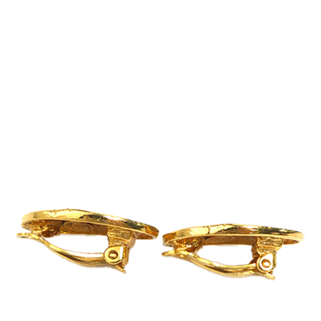 Chanel CC plaqué Crown Ovale À clip Boucles d'oreilles Doré – vue 7 – GABY PARIS