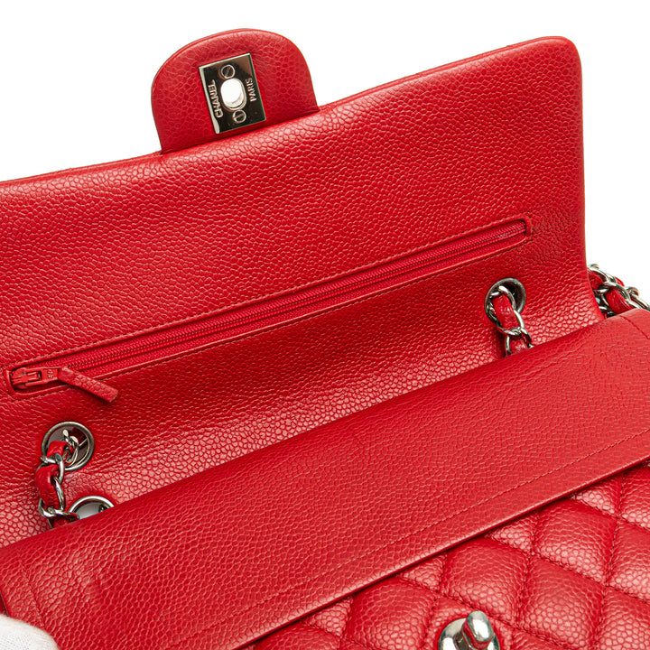 Medium Classic Caviar Double Flap Red - Gaby Paris