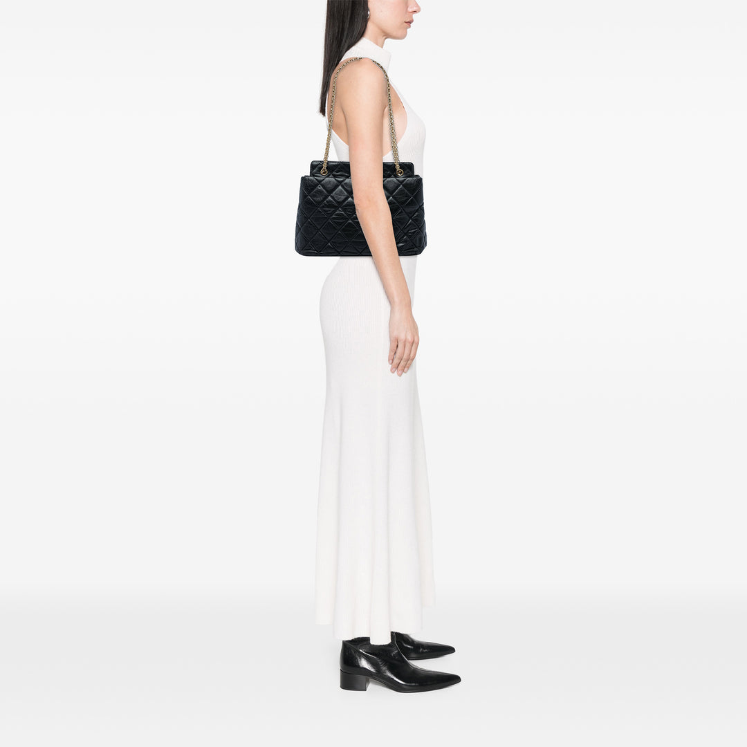 Chanel Matelassé vieilli Reissue 2.55 Cabas Moyen Cuir de veau Noir – vue 5 – GABY PARIS