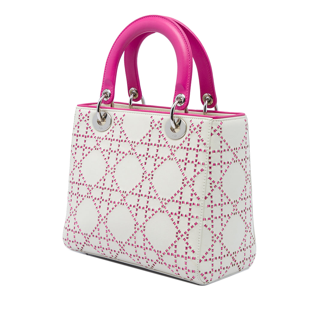 Dior Sac à main Lady Dior Cannage Surpiqué Moyen Cuir d'agneau Rose – vue 2 – GABY PARIS