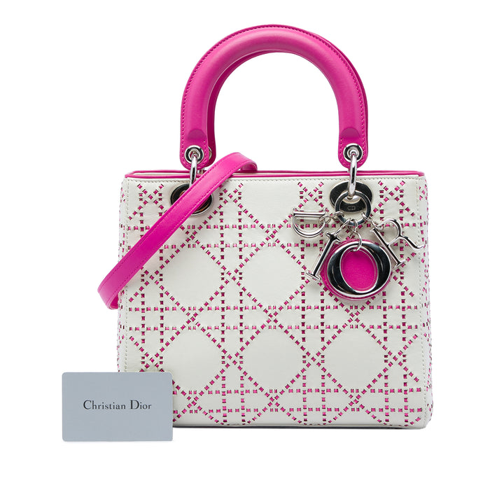 Dior Sac à main Lady Dior Cannage Surpiqué Moyen Cuir d'agneau Rose – vue 6 – GABY PARIS