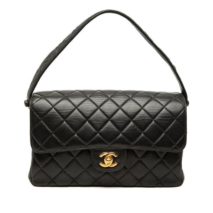 CC Matelassé Double Sided à rabat Cuir d'agneau Noir