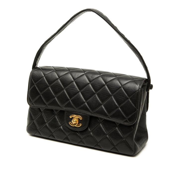 CC Matelassé Double Sided à rabat Cuir d'agneau Noir