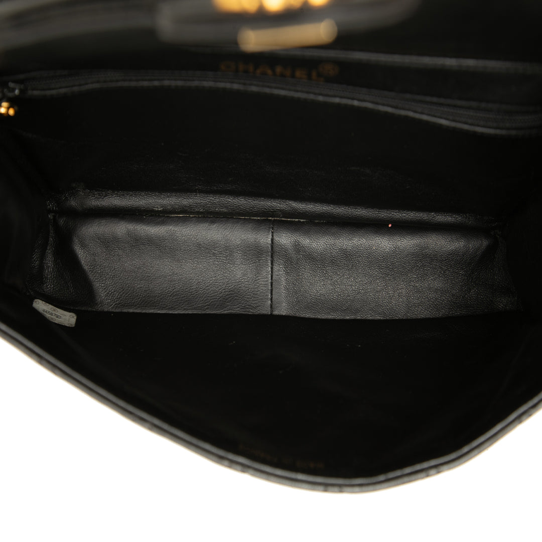 CC Matelassé Double Sided à rabat Cuir d'agneau Noir