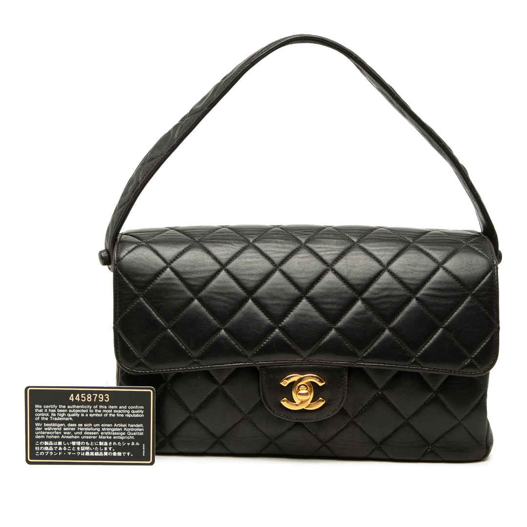 CC Matelassé Double Sided à rabat Cuir d'agneau Noir