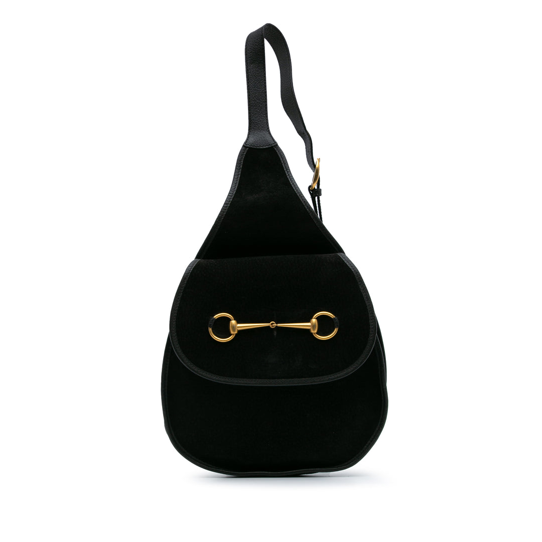 Suede Horsebit Sling Bag Black - Gaby Paris
