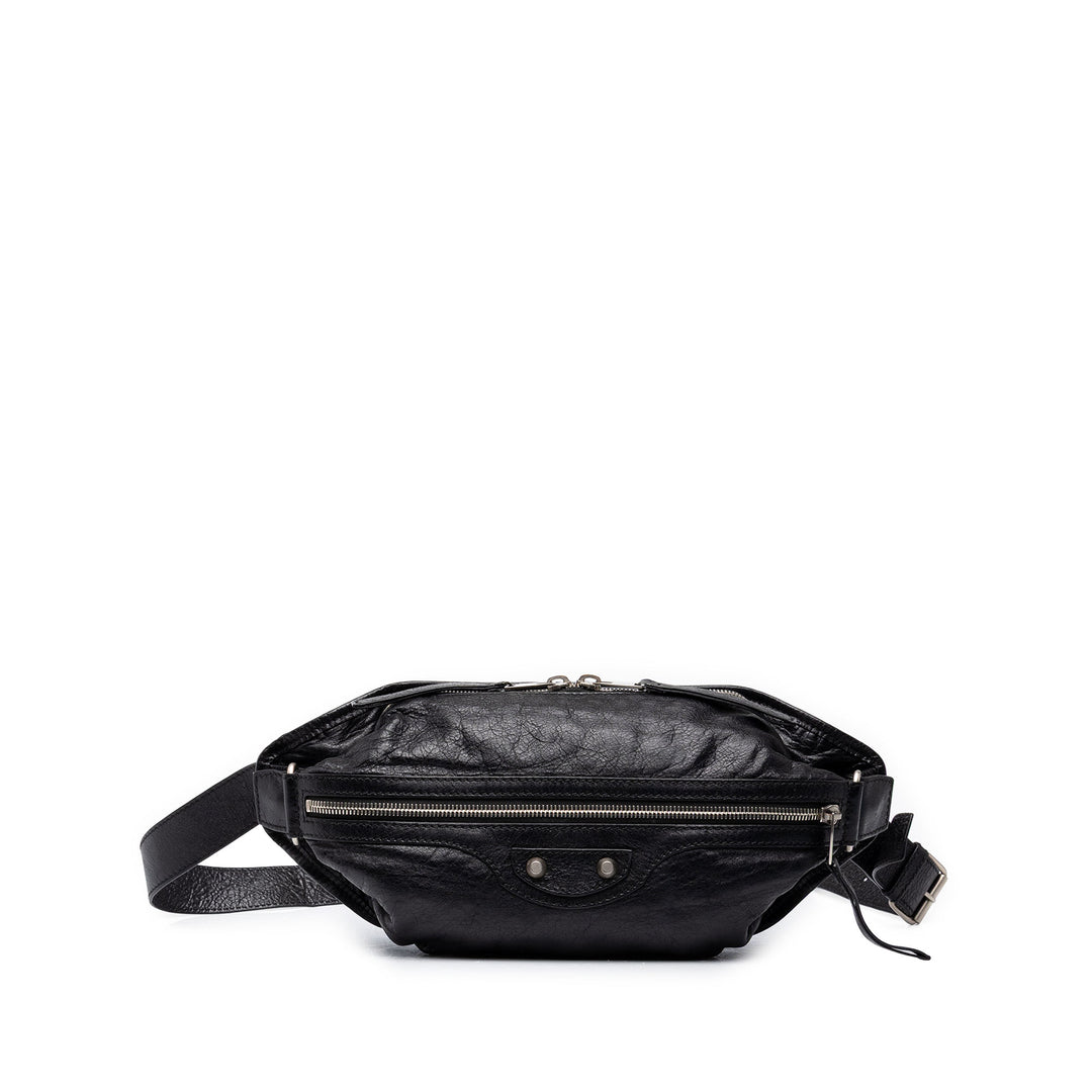 Balenciaga Ceinture Motocross Classic Neo Lift Cuir d'agneau Noir – vue principale – GABY PARIS