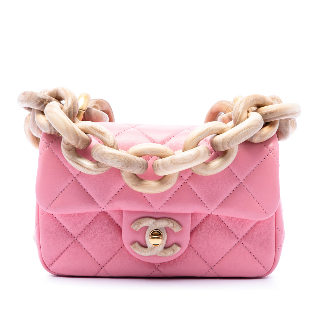 Chanel Wenge Wood Chaîne à rabat Mini Cuir