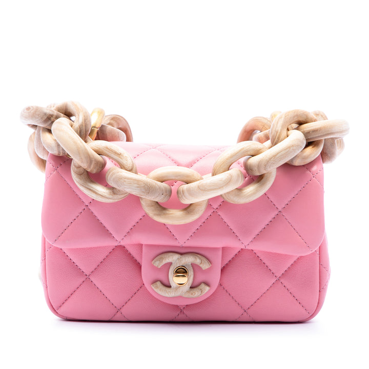 Chanel Wenge Wood Chaîne à rabat Mini Cuir
