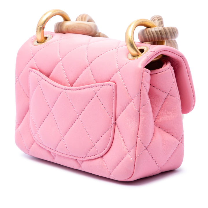 Chanel Wenge Wood Chaîne à rabat Mini Cuir