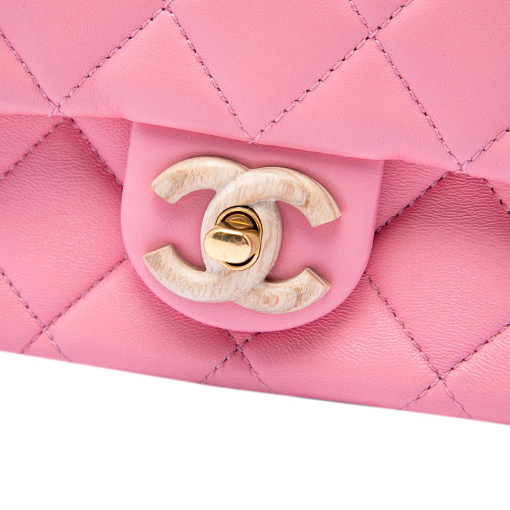 Chanel Wenge Wood Chaîne à rabat Mini Cuir