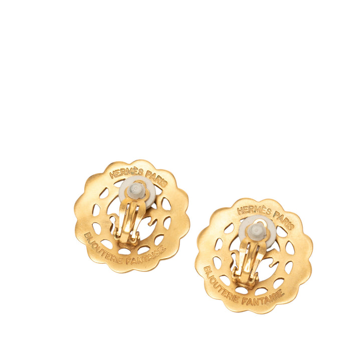 Hermès plaqué Bijouterie Fantaisie Horse Clip On Boucles d’oreilles