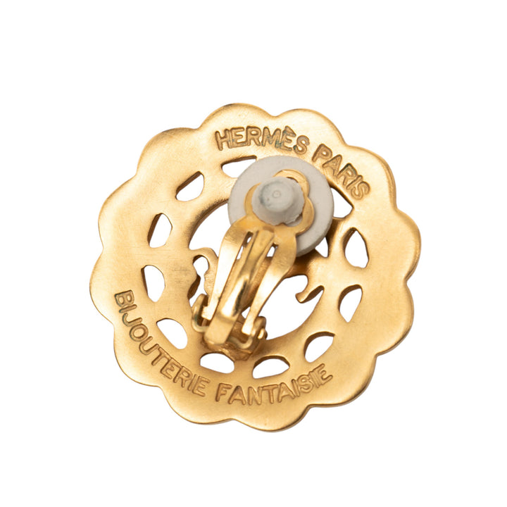 Hermès plaqué Bijouterie Fantaisie Horse Clip On Boucles d’oreilles