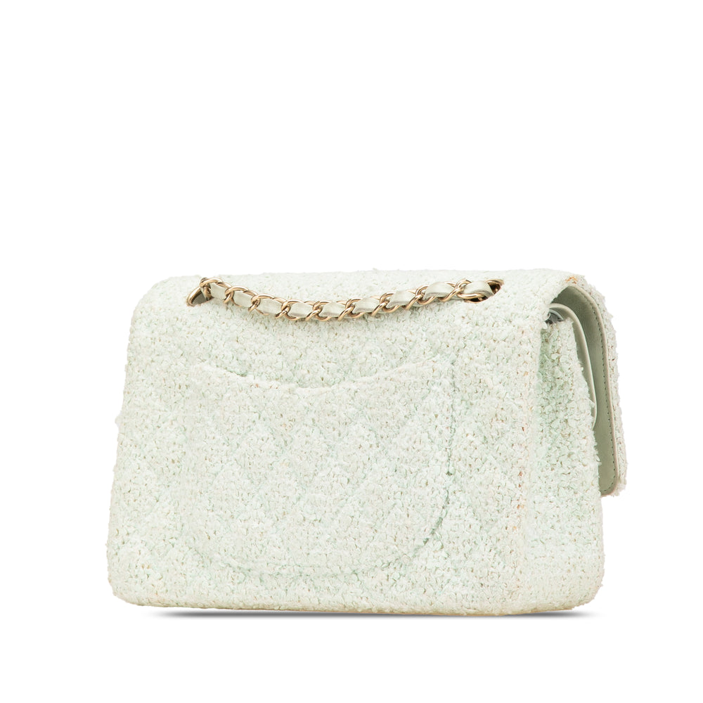 Medium Classic Tweed Double Flap Green - Gaby Paris