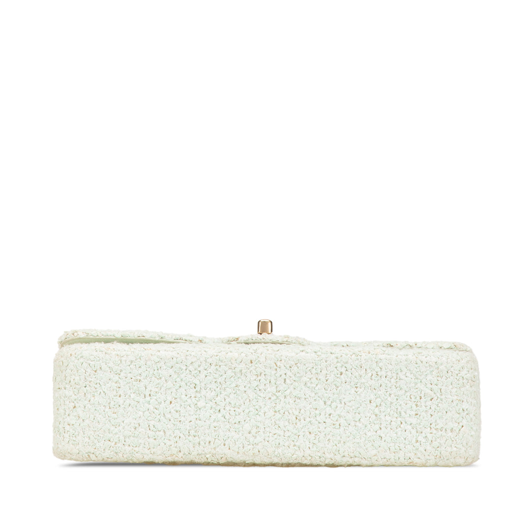 Medium Classic Tweed Double Flap Green - Gaby Paris