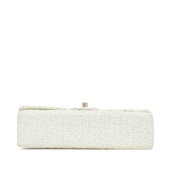 Medium Classic Tweed Double Flap Green - Gaby Paris