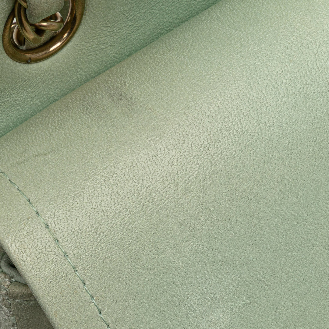 Medium Classic Tweed Double Flap Green - Gaby Paris