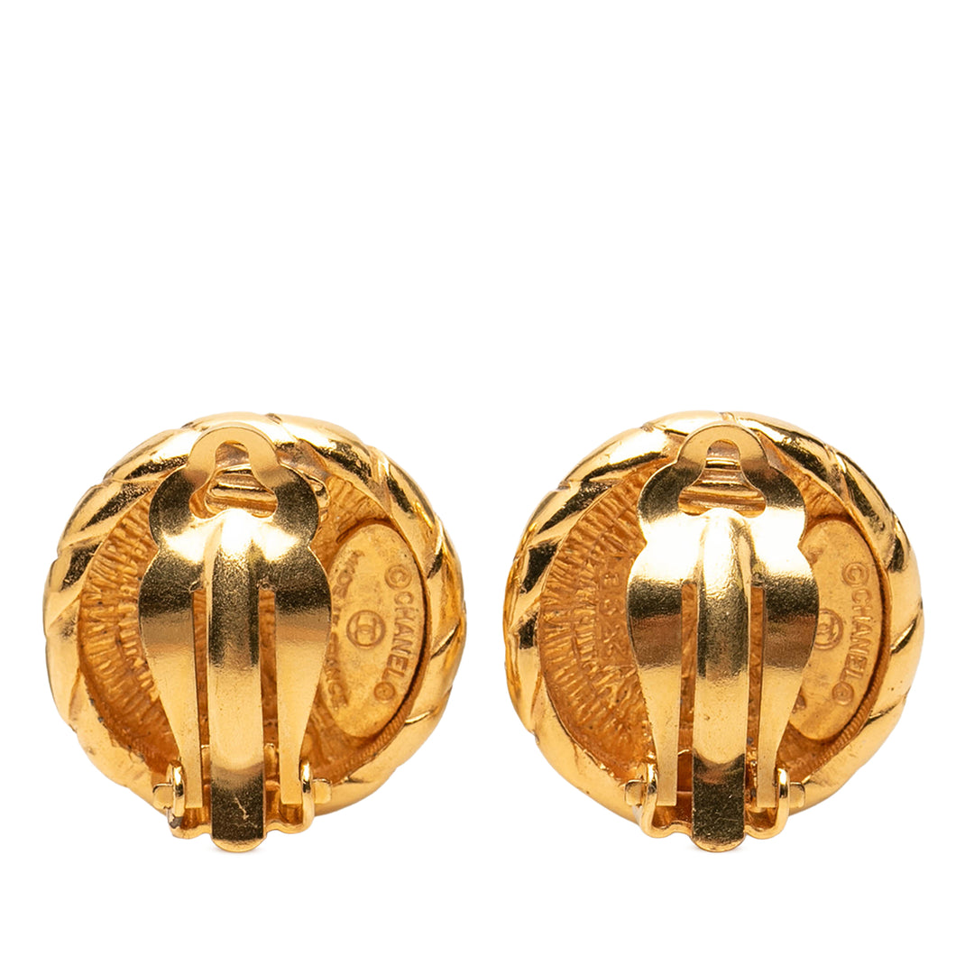 Chanel CC plaqué Bouton À clip Boucles d'oreilles Doré