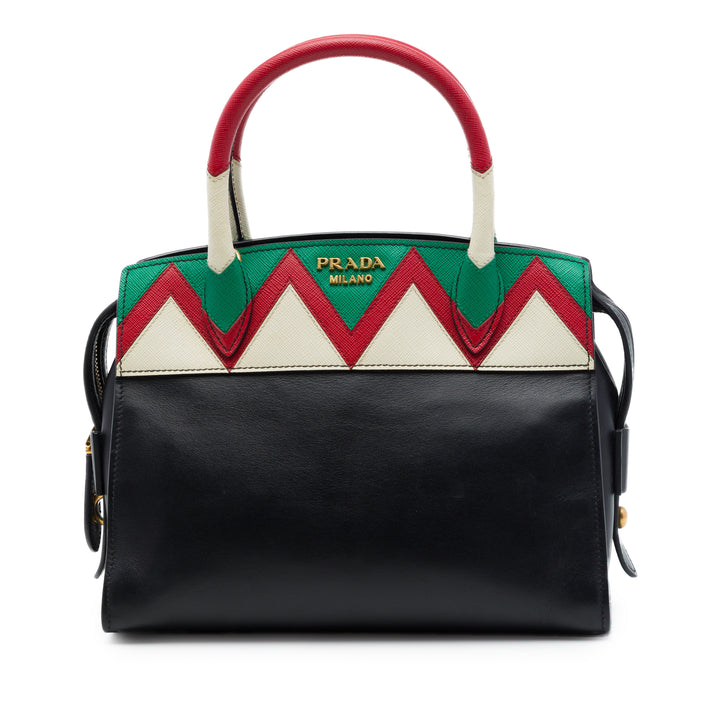 Prada à finitions City Veau Greca Esplanade Sac Petit Saffiano Noir – vue principale – GABY PARIS