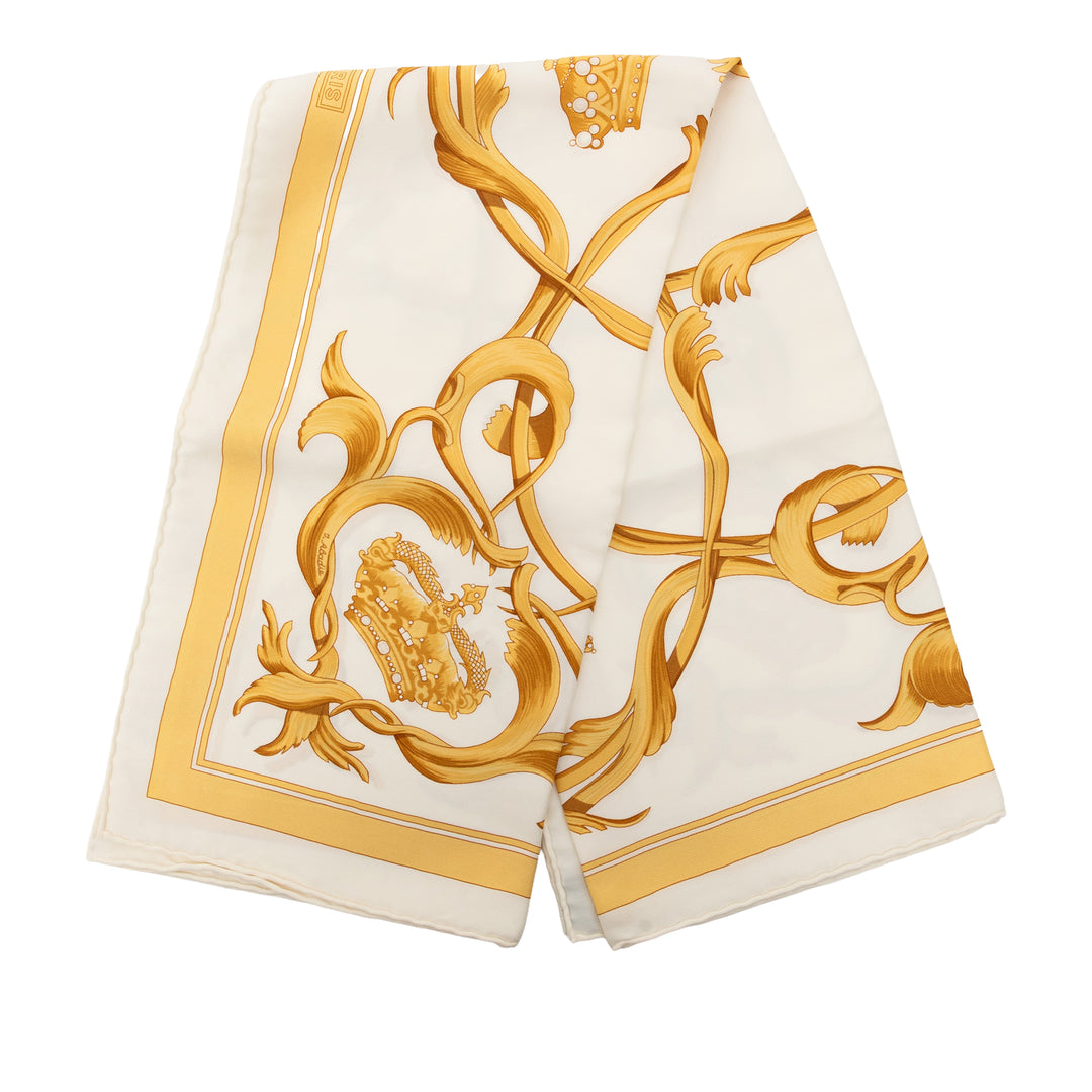 Hermès Couronnes Foulard 90 Blanc