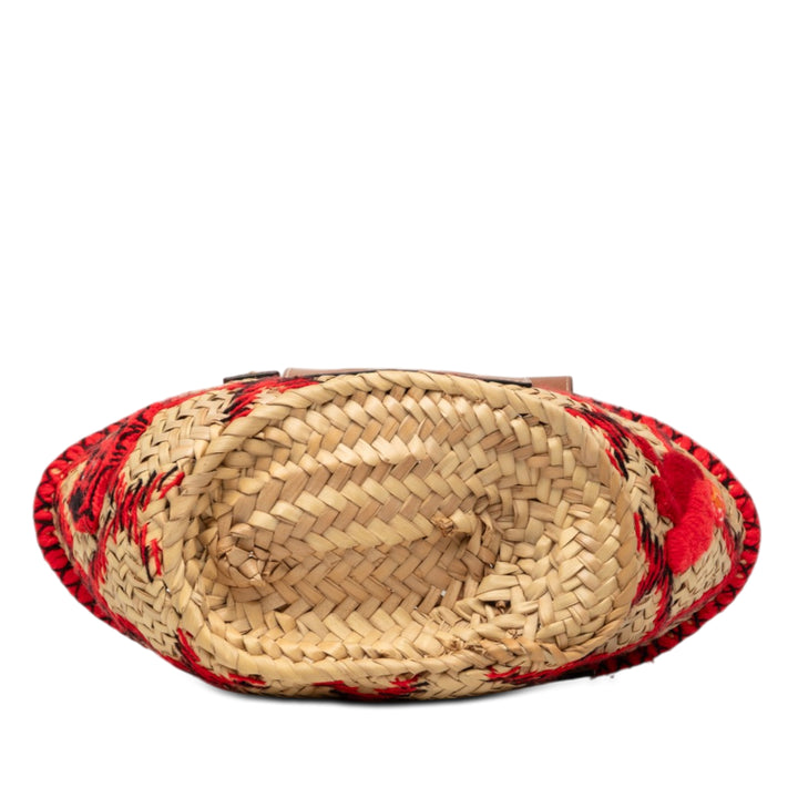 LOEWE Small Raffia Animal brodé Basket Cabas