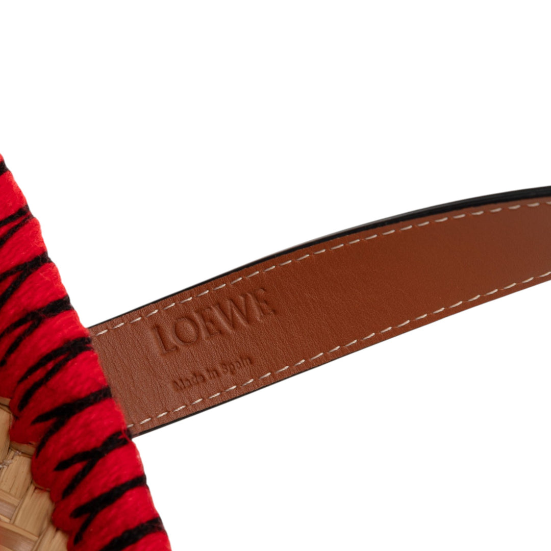 LOEWE Small Raffia Animal brodé Basket Cabas