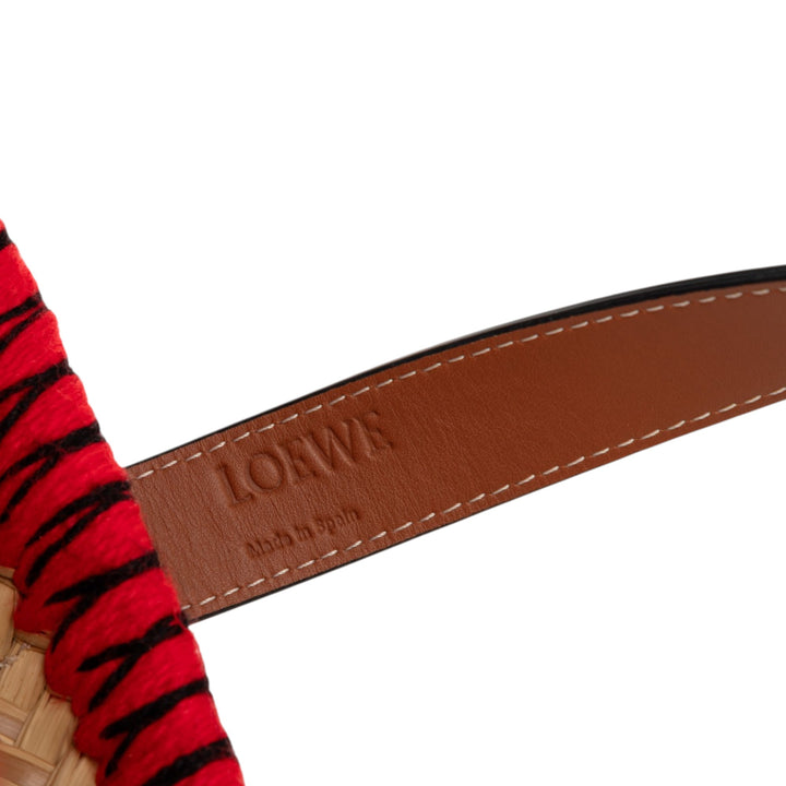 LOEWE Small Raffia Animal brodé Basket Cabas