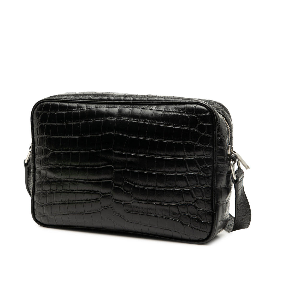 Saint Laurent Crocodile Embossed Cuir Camp Sac caméra Noir – GABY PARIS Authentique