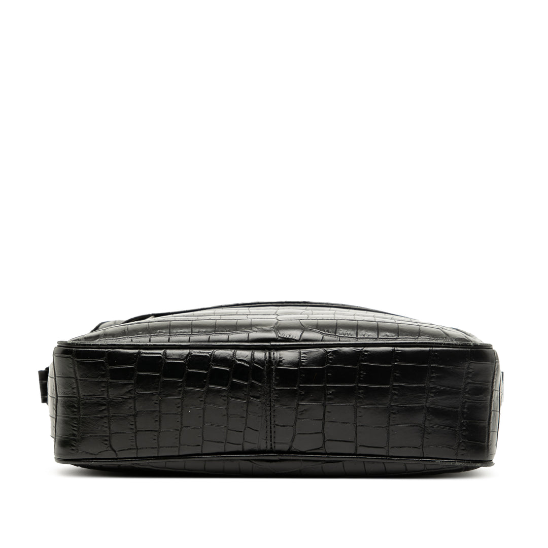 Saint Laurent Crocodile Embossed Cuir Camp Sac caméra Noir – GABY PARIS Authentique