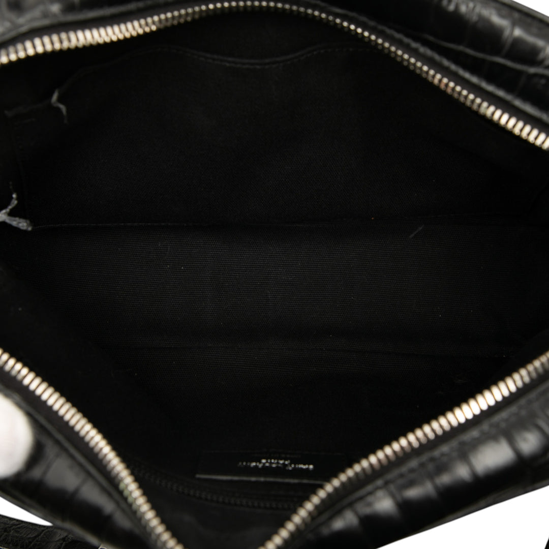 Saint Laurent Crocodile Embossed Cuir Camp Sac caméra Noir – GABY PARIS Authentique