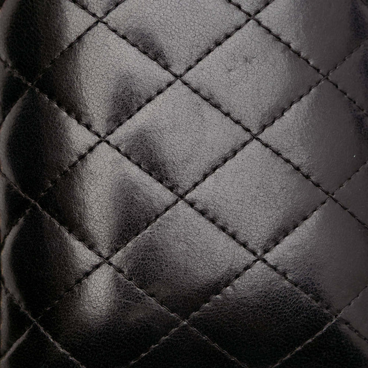 Quilted Lambskin Chain Around Clutch Black - Gaby Paris