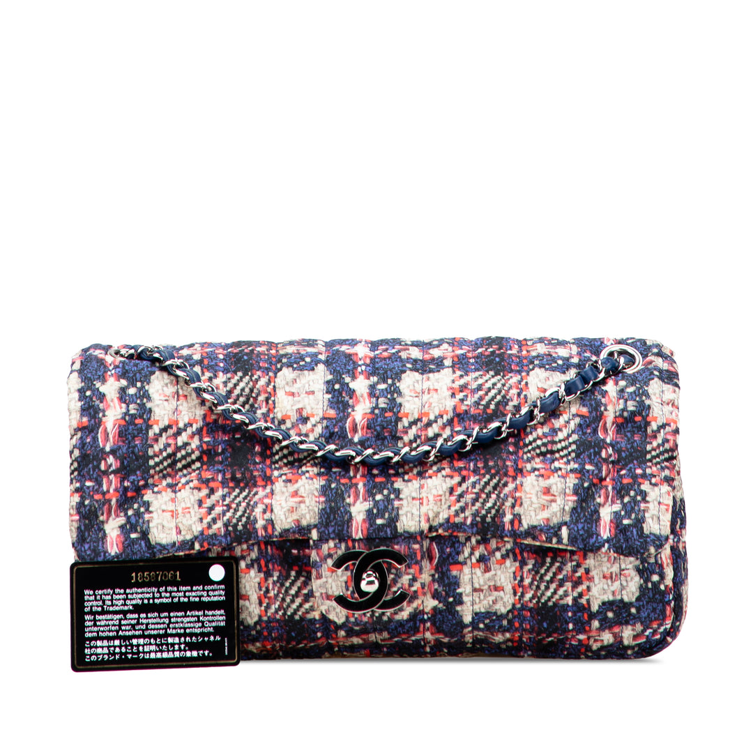 Chanel CC Nylon Tweed Print Simple rabat Bleu