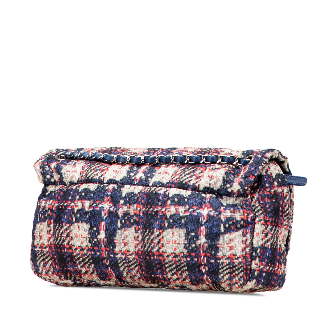 Chanel CC Nylon Tweed Print Simple rabat Bleu