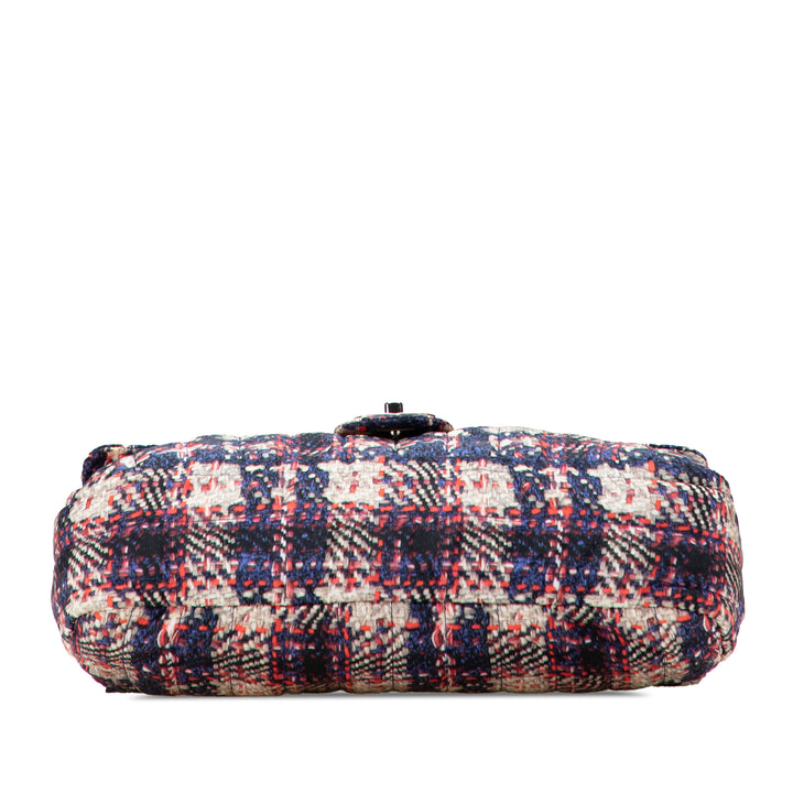 Chanel CC Nylon Tweed Print Simple rabat Bleu