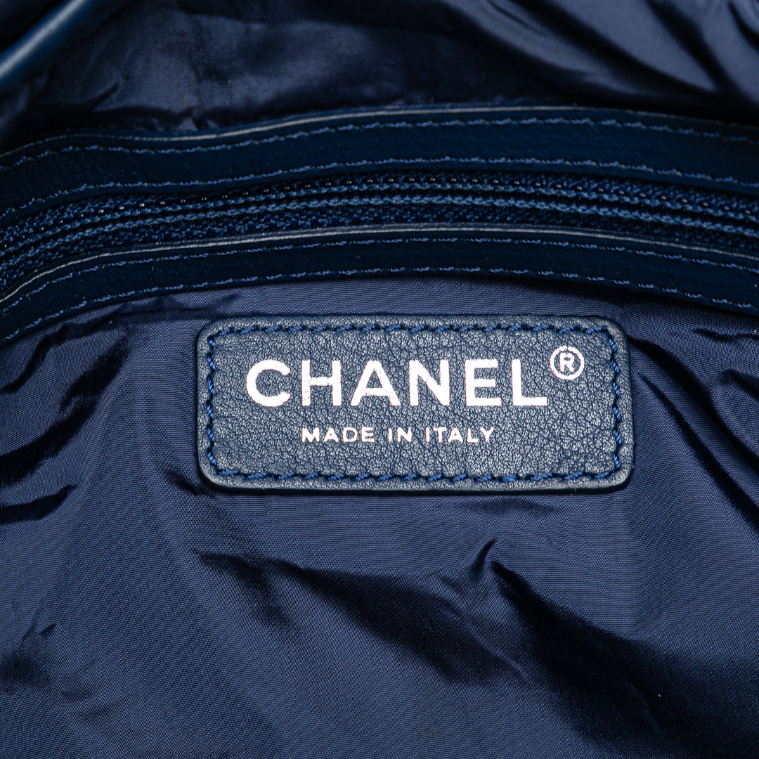 Chanel CC Nylon Tweed Print Simple rabat Bleu