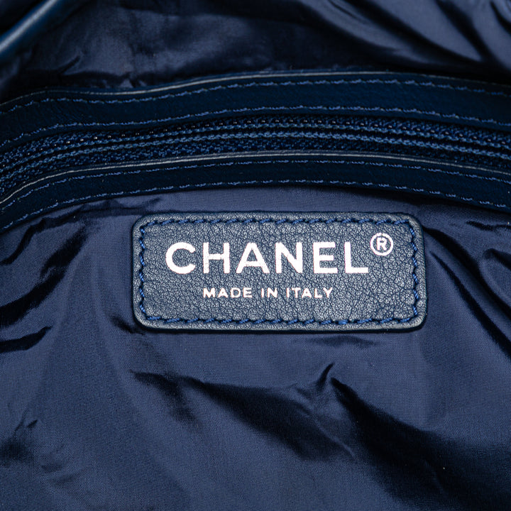 Chanel CC Nylon Tweed Print Simple rabat Bleu
