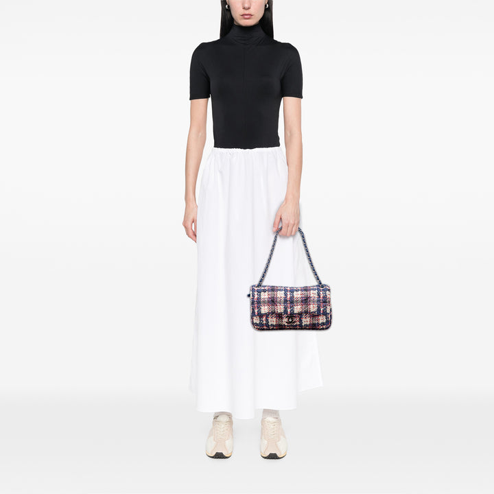 Chanel CC Nylon Tweed Print Simple rabat Bleu