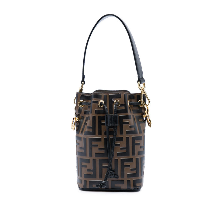 FF 1974 embossé Mon Tresor Sac seau Mini Marron