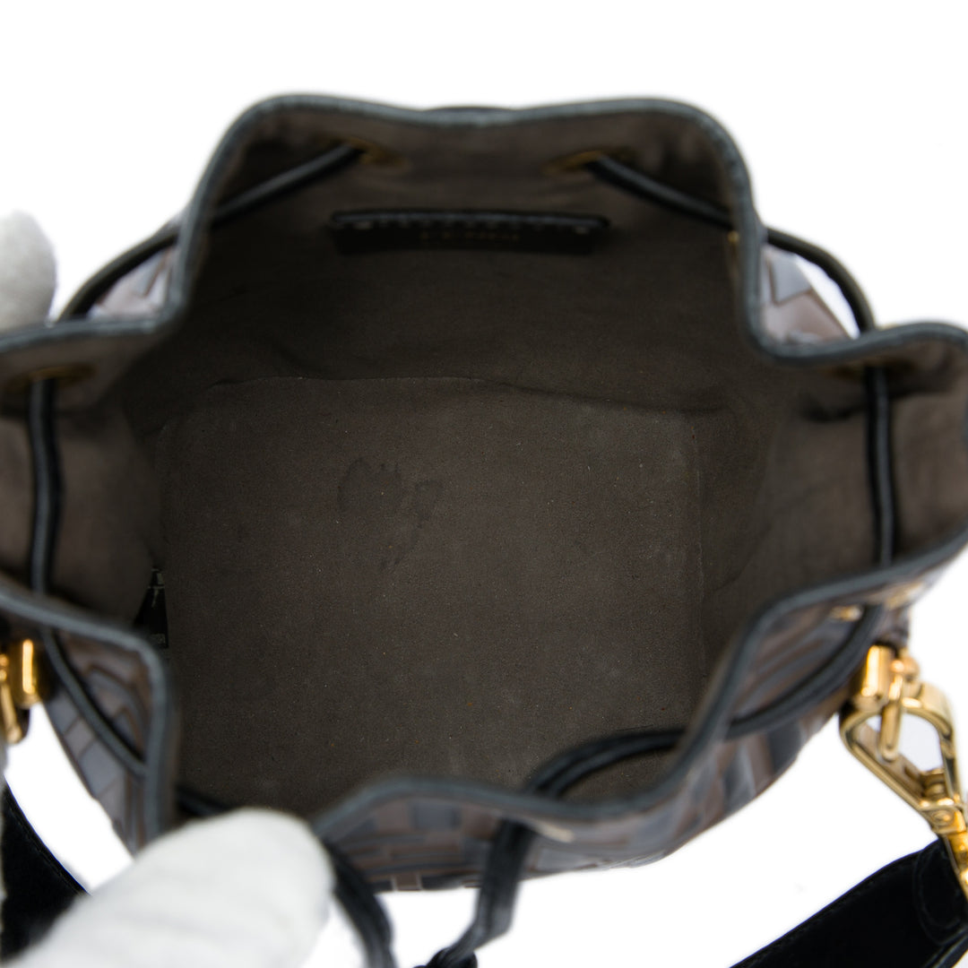 FF 1974 embossé Mon Tresor Sac seau Mini Marron
