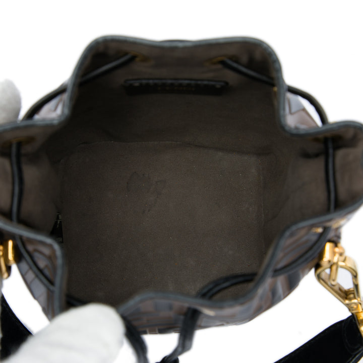 FF 1974 embossé Mon Tresor Sac seau Mini Marron