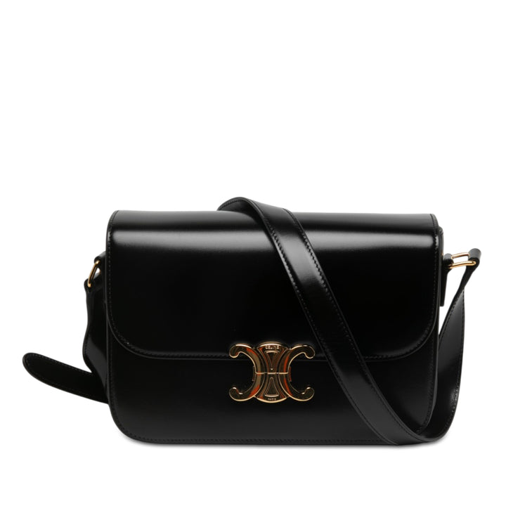 Celine Sac bandoulière Classique brillant Triomphe Cuir de veau Noir – vue principale – GABY PARIS