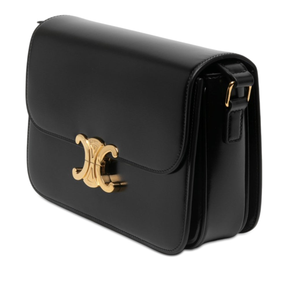 Celine Sac bandoulière Classique brillant Triomphe Cuir de veau Noir – vue 2 – GABY PARIS