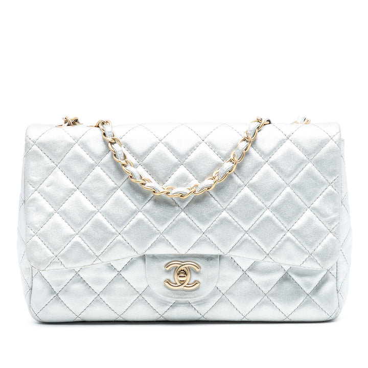 Chanel Jumbo Classic Metallic Cuir d’agneau Simple rabat