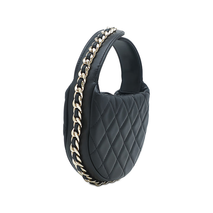 Chanel Matelassé Sac rond à chaîne Pochette Mini Cuir d'agneau Noir – vue 2 – GABY PARIS