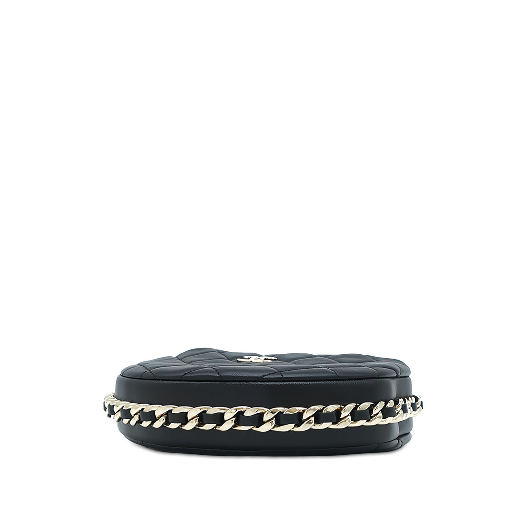Chanel Matelassé Sac rond à chaîne Pochette Mini Cuir d'agneau Noir – vue 3 – GABY PARIS