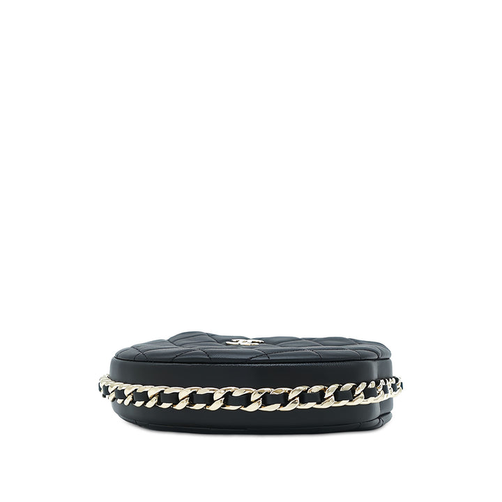 Chanel Matelassé Sac rond à chaîne Pochette Mini Cuir d'agneau Noir – vue 3 – GABY PARIS