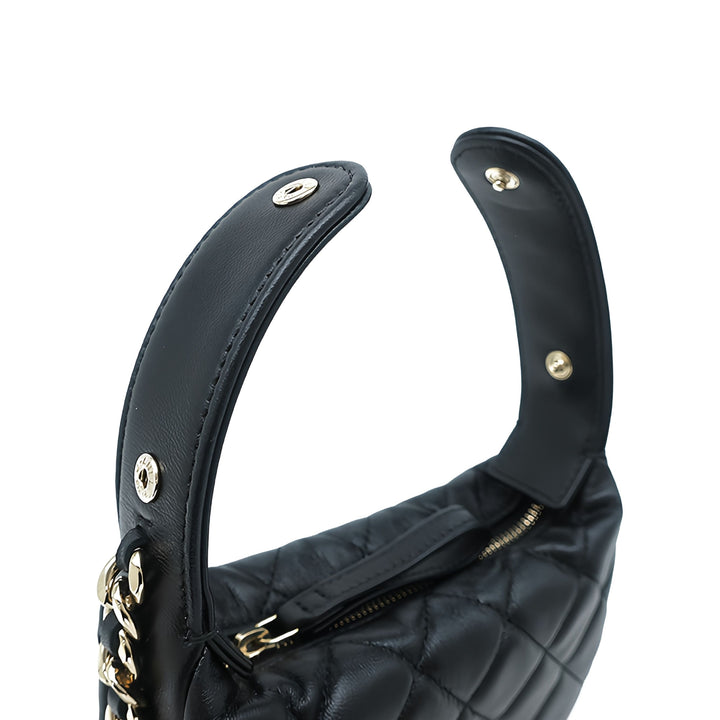 Chanel Matelassé Sac rond à chaîne Pochette Mini Cuir d'agneau Noir – vue 8 – GABY PARIS