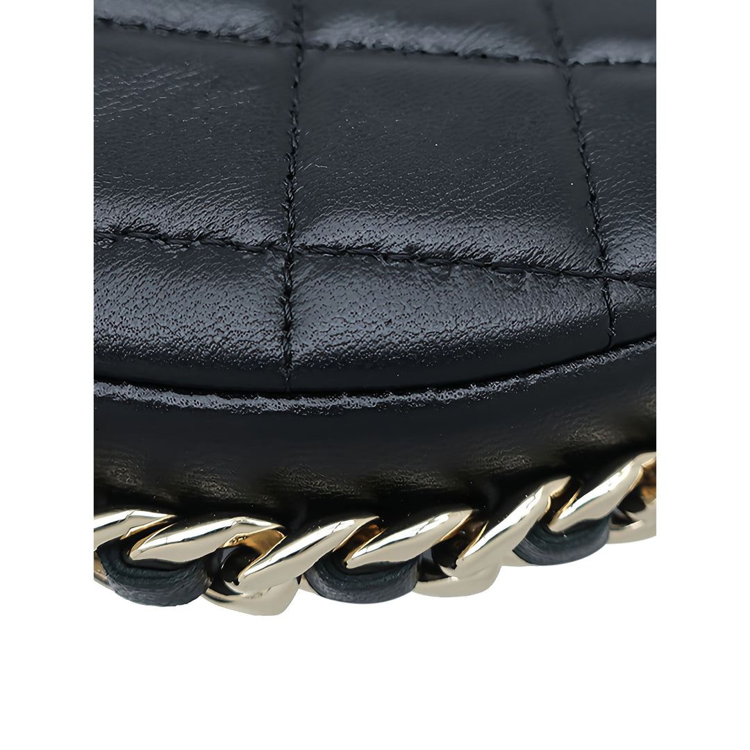 Chanel Matelassé Sac rond à chaîne Pochette Mini Cuir d'agneau Noir – vue 9 – GABY PARIS